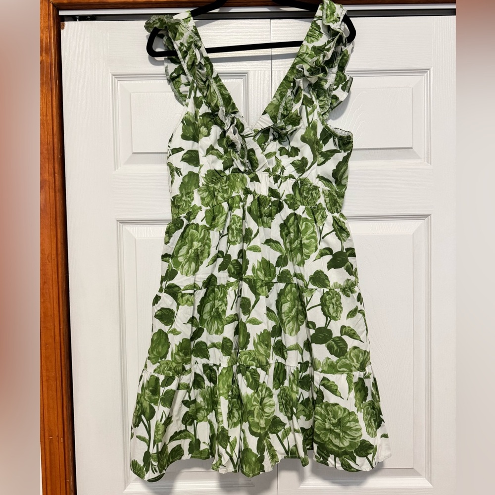 Abercrombie & Fitch White and Green Floral Dress